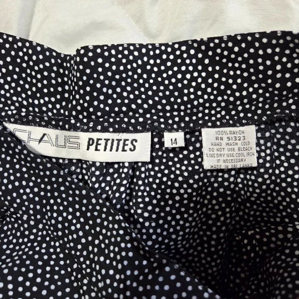 EUC CHAUS PETITES WIDE LEG DOTTED PLEATED SOFT PANTS SIZE 14 - Picture 13 of 16